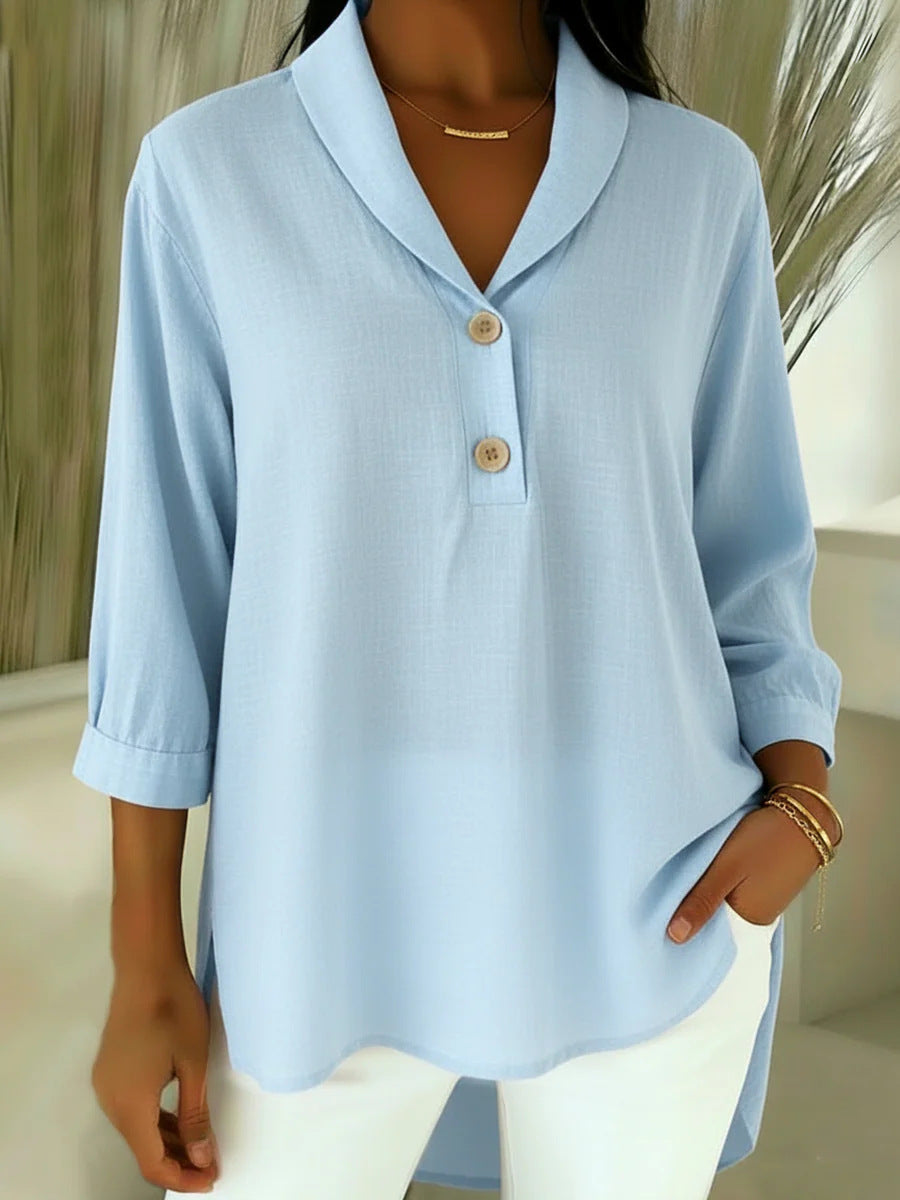 Image of Sterling | Women's V-Neck Cotton-Linen Blouse