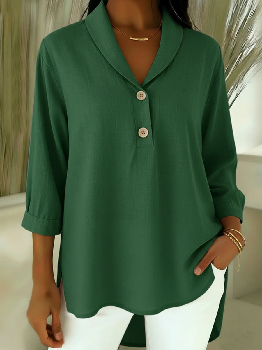 Image of Sterling | Women's V-Neck Cotton-Linen Blouse