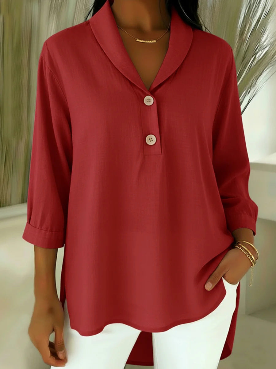 Image of Sterling | Women's V-Neck Cotton-Linen Blouse