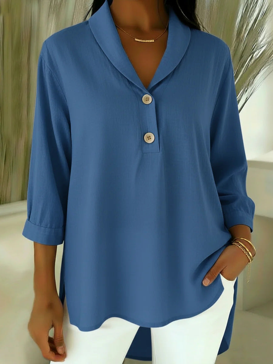Image of Sterling | Women's V-Neck Cotton-Linen Blouse