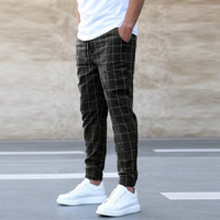 Stretch Plaid Pants with Pockets