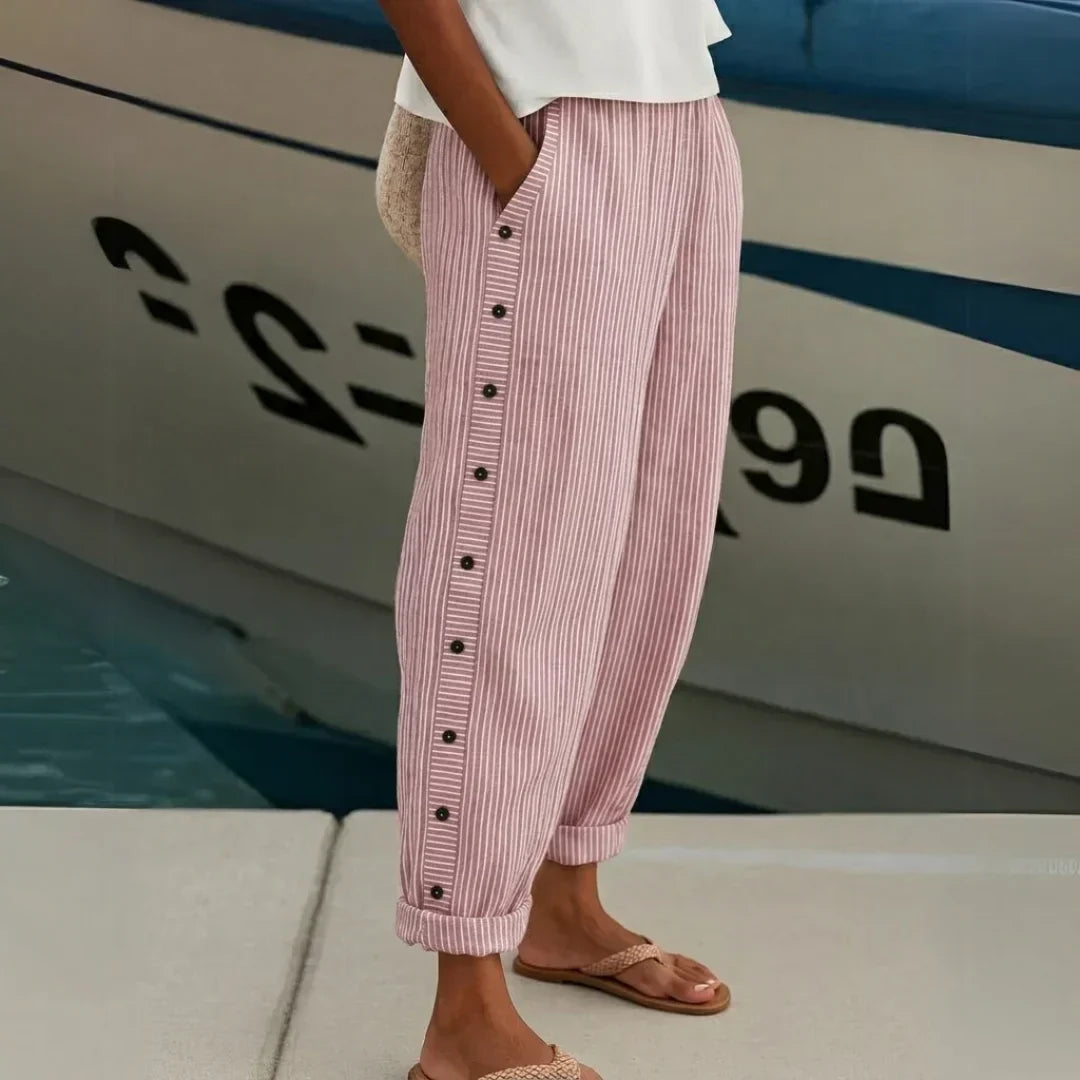 Striped Button Pants