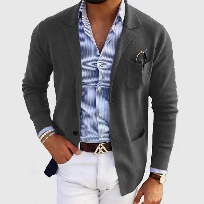 Stylish Men's Blazer with Flap Pockets - Elegant & Comfortable