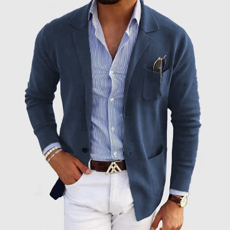 Stylish Men's Blazer with Flap Pockets - Elegant & Comfortable