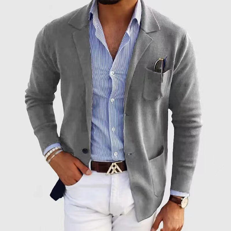 Stylish Men's Blazer with Flap Pockets - Elegant & Comfortable
