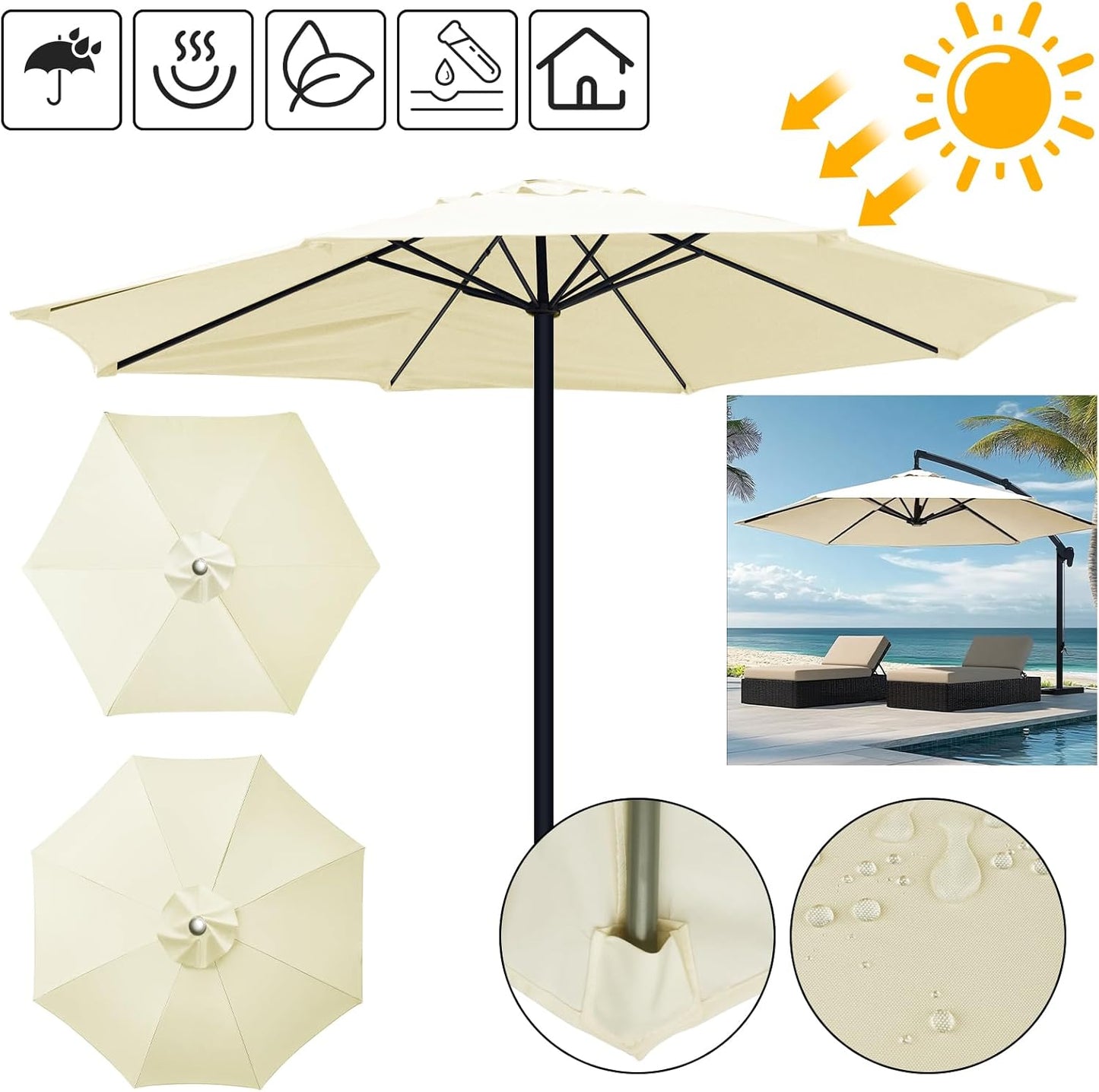Sun Protection Cover | Water-Repellent Weather Protection | Ventilation Opening | TerraShade