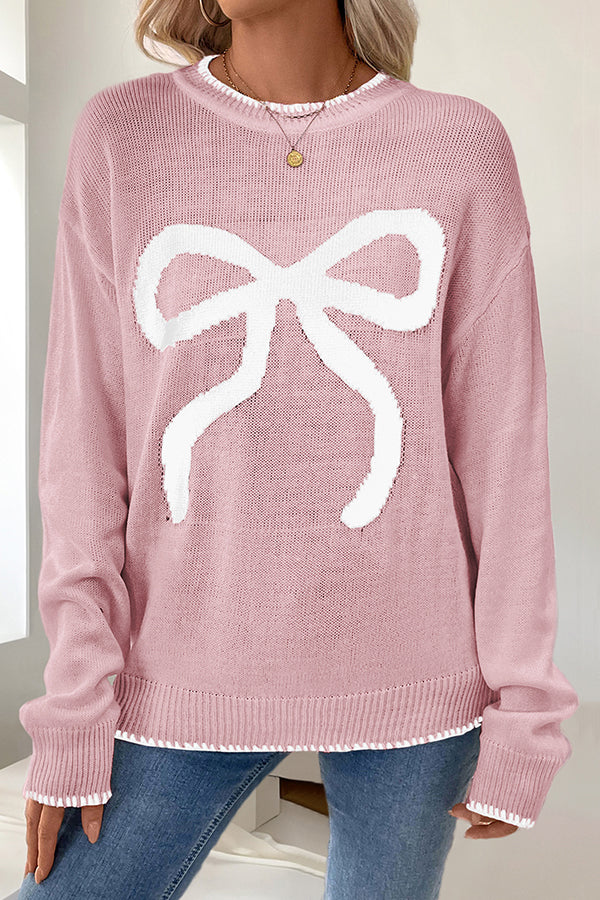 Image of Susan | Women's Bow Crew Neck Long Sleeve Sweater