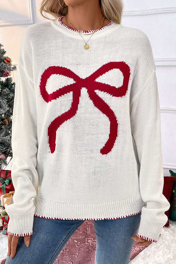 Image of Susan | Women's Bow Crew Neck Long Sleeve Sweater