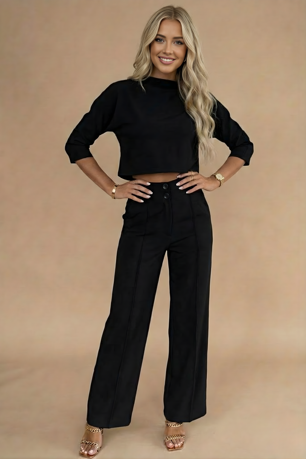 Image of Susan | Women's Cropped Two-Piece Pant Set