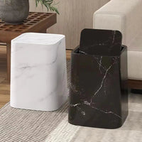 Swing-Lid Trash Can in Marble Design