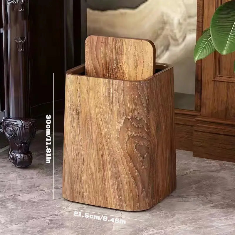 Swing-Lid Trash Can in Marble Design