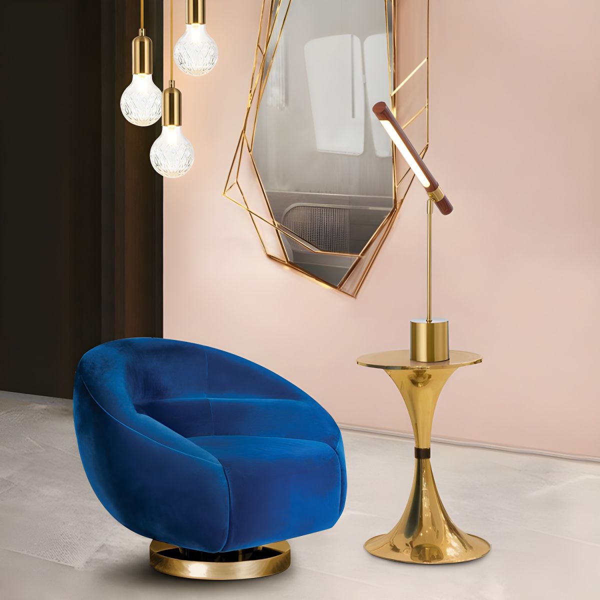 Table Lamp with Golden Finish Modern LED