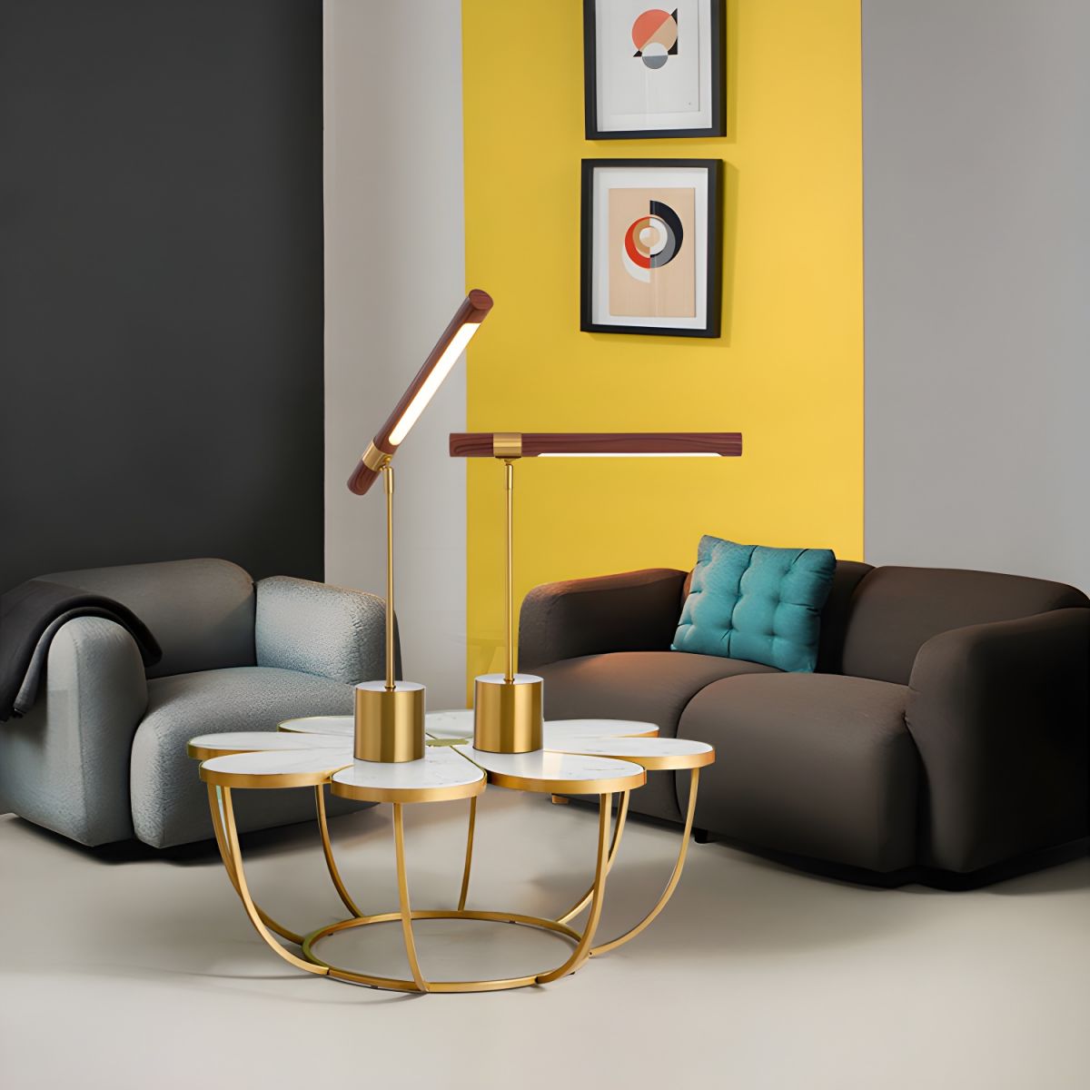 Table Lamp with Golden Finish Modern LED