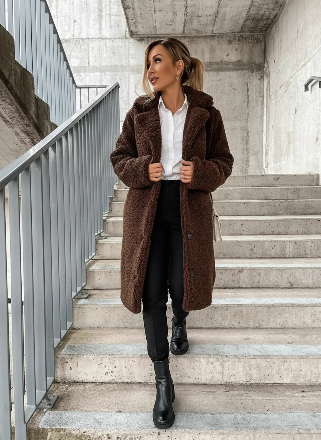 Teddy Long Coat for Women AI replaced image