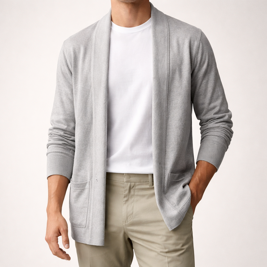 Image of Theo | Men's Long Sleeve Open Front Cardigan