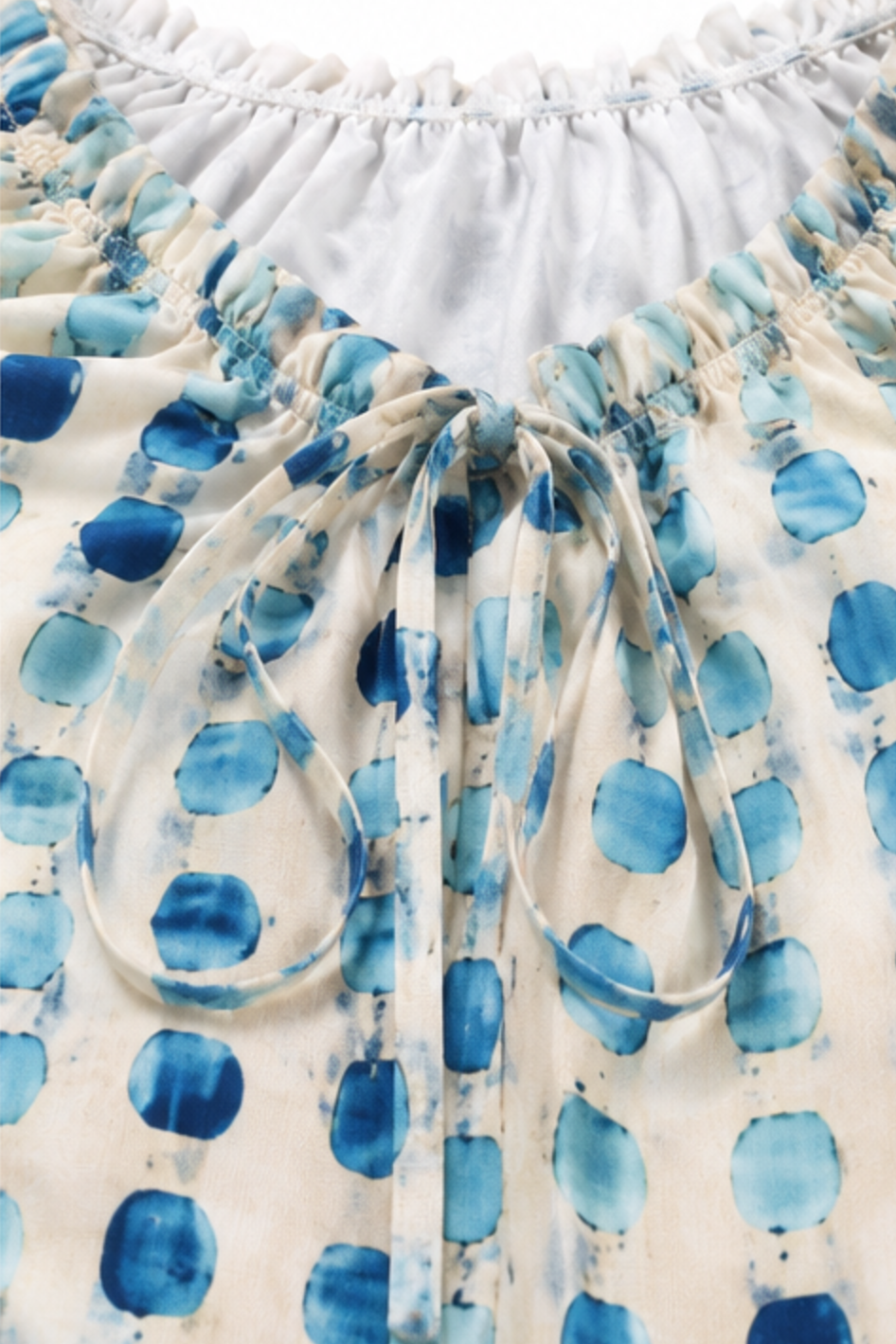 Tie-Neck Ruffled Boho Print Blouse