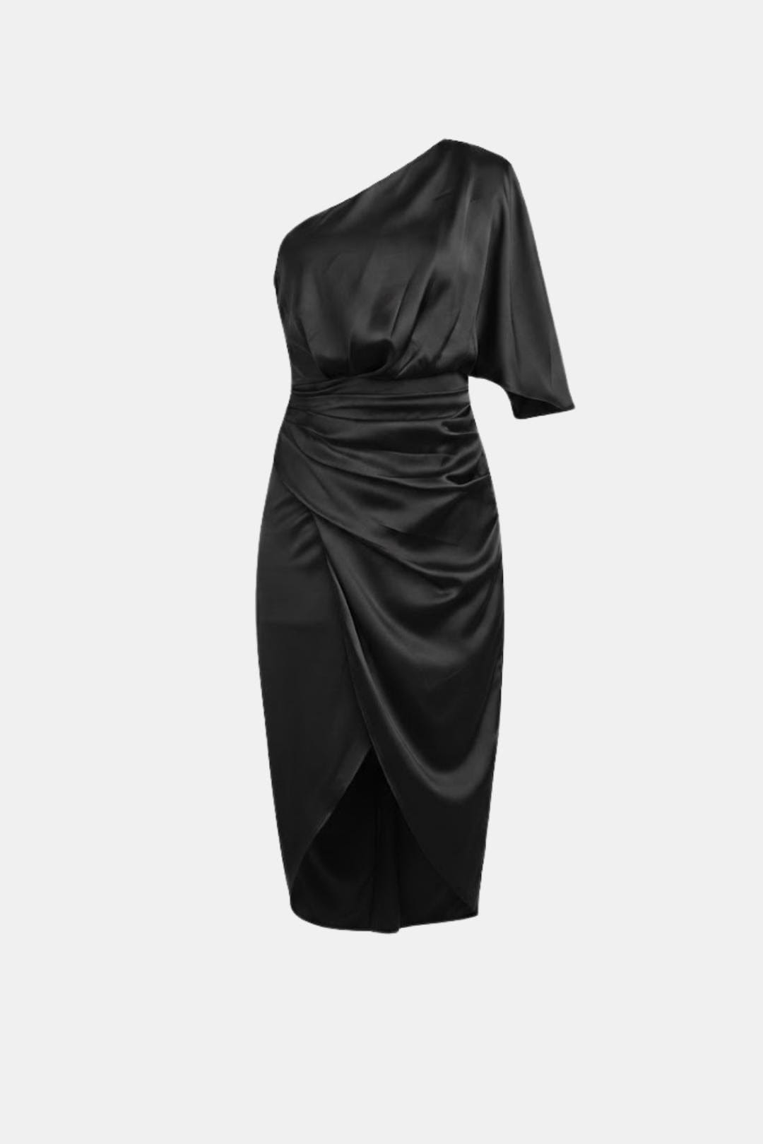 Image of Tiffany | Women's One-Shoulder Wrap Midi Dress