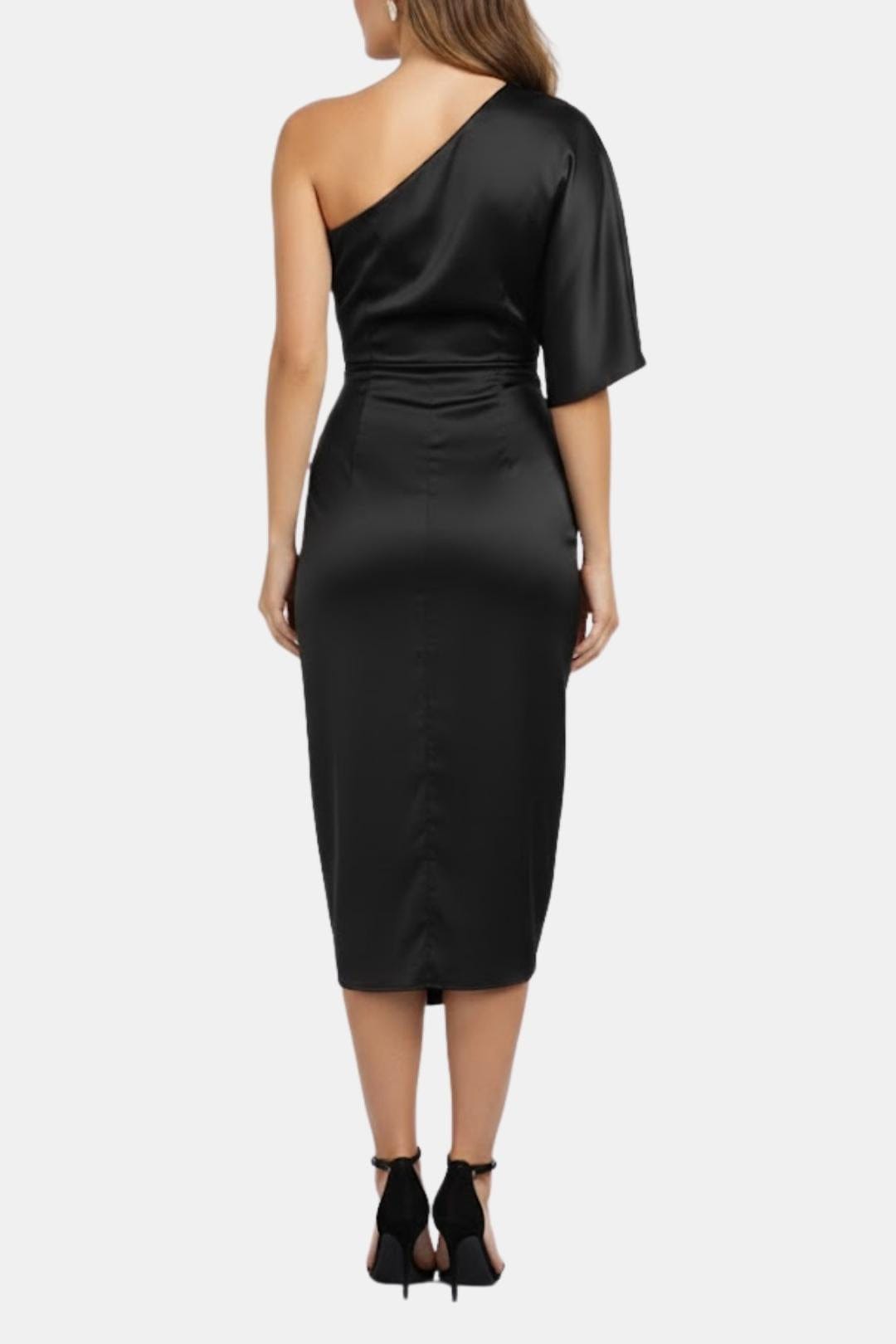 Image of Tiffany | Women's One-Shoulder Wrap Midi Dress