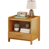 Traditional Japanese Square Bamboo and MDF Bedroom Nightstand with 1 or 3 Drawers