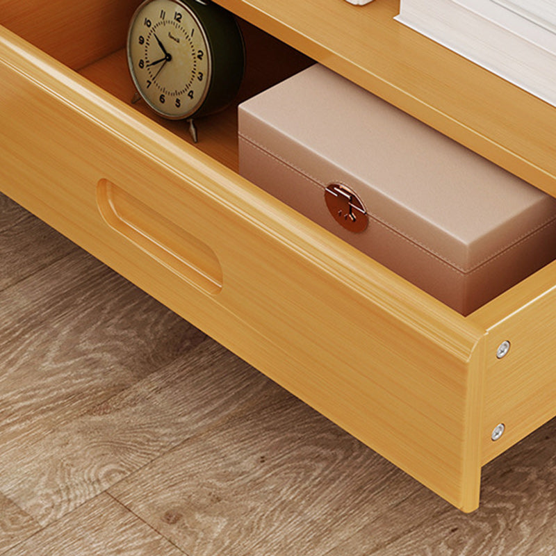 Traditional Japanese Square Bamboo and MDF Bedroom Nightstand with 1 or 3 Drawers