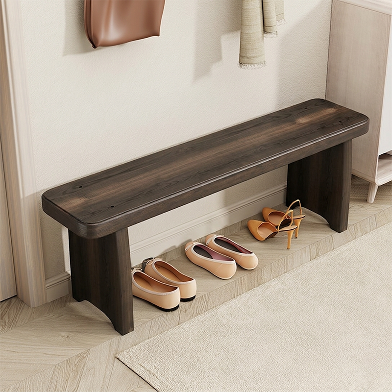 Traditional Vintage Solid Wood Rectangular Long Shoe Bench for Living Room