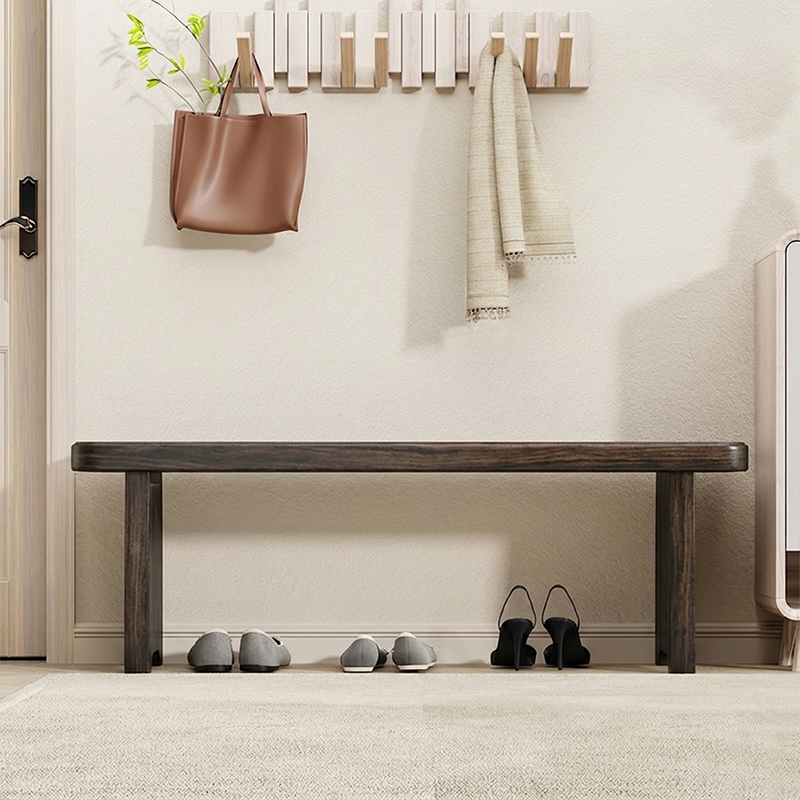 Traditional Vintage Solid Wood Rectangular Long Shoe Bench for Living Room