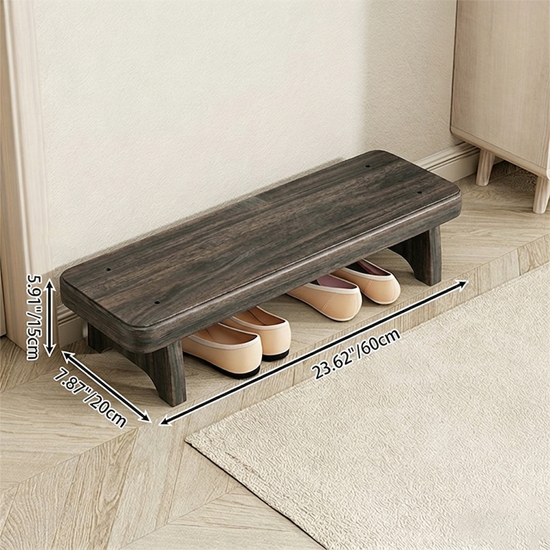 Traditional Vintage Solid Wood Rectangular Long Shoe Bench for Living Room