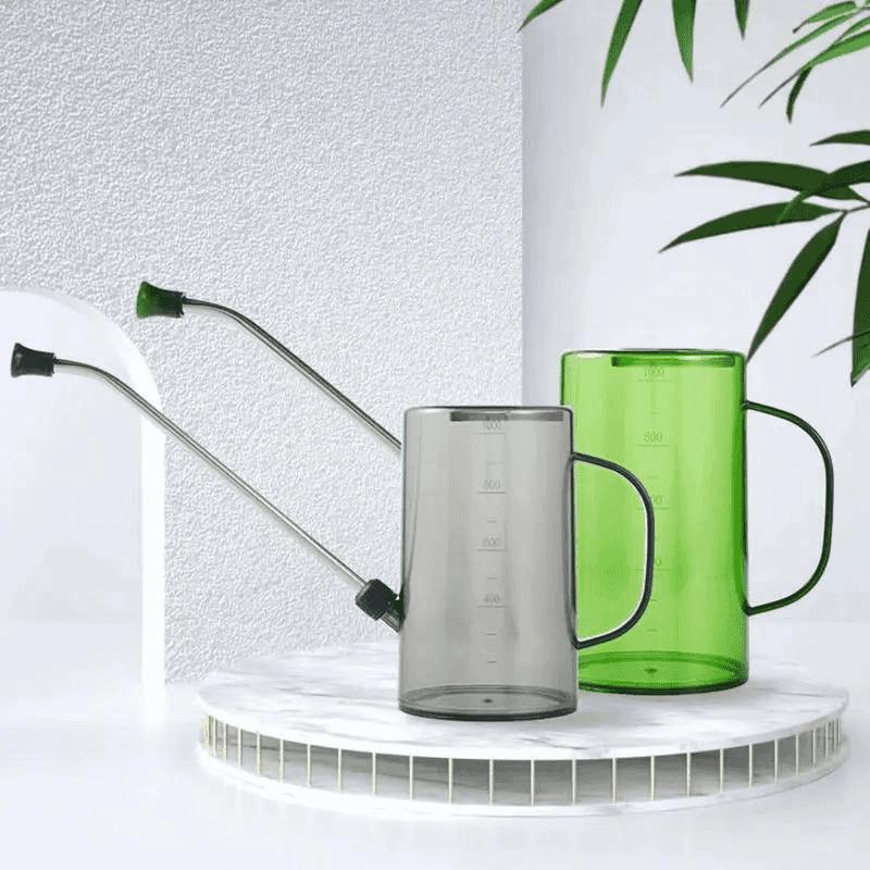 Transparent Indoor Plant Watering Can with Measurement Markings and Long Gooseneck Spout