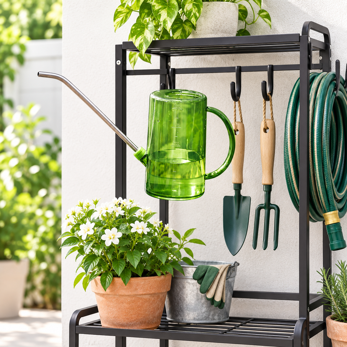 Transparent Indoor Plant Watering Can with Measurement Markings and Long Gooseneck Spout
