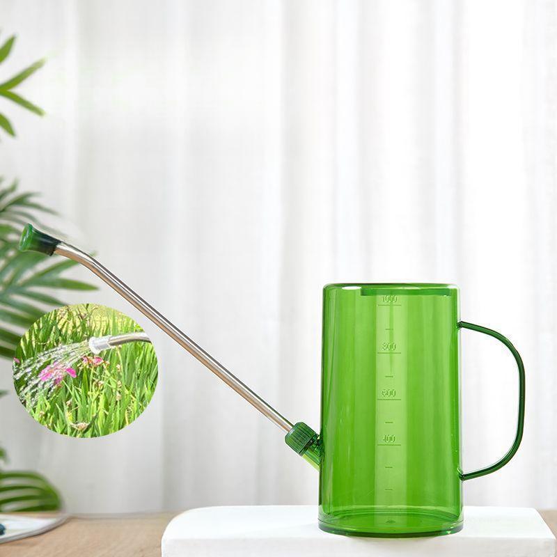 Transparent Indoor Plant Watering Can with Measurement Markings and Long Gooseneck Spout