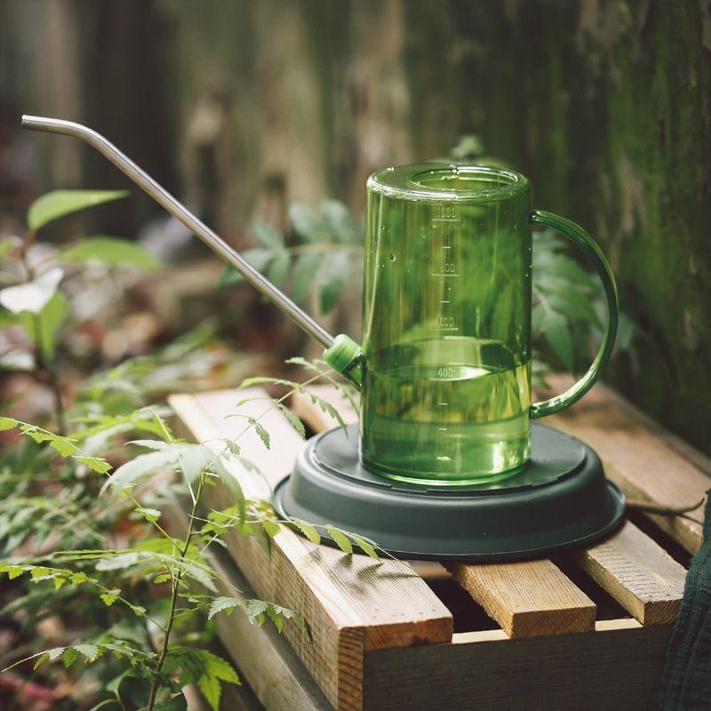 Transparent Indoor Plant Watering Can with Measurement Markings and Long Gooseneck Spout