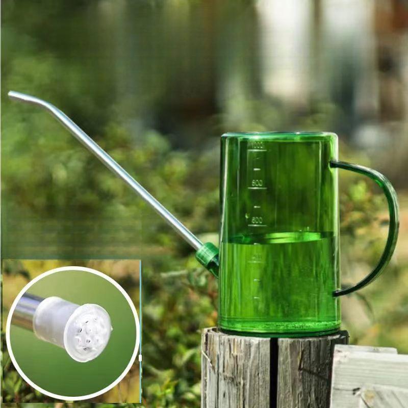 Transparent Indoor Plant Watering Can with Measurement Markings and Long Gooseneck Spout
