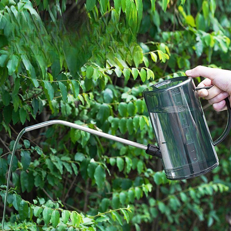 Transparent Indoor Plant Watering Can with Measurement Markings and Long Gooseneck Spout