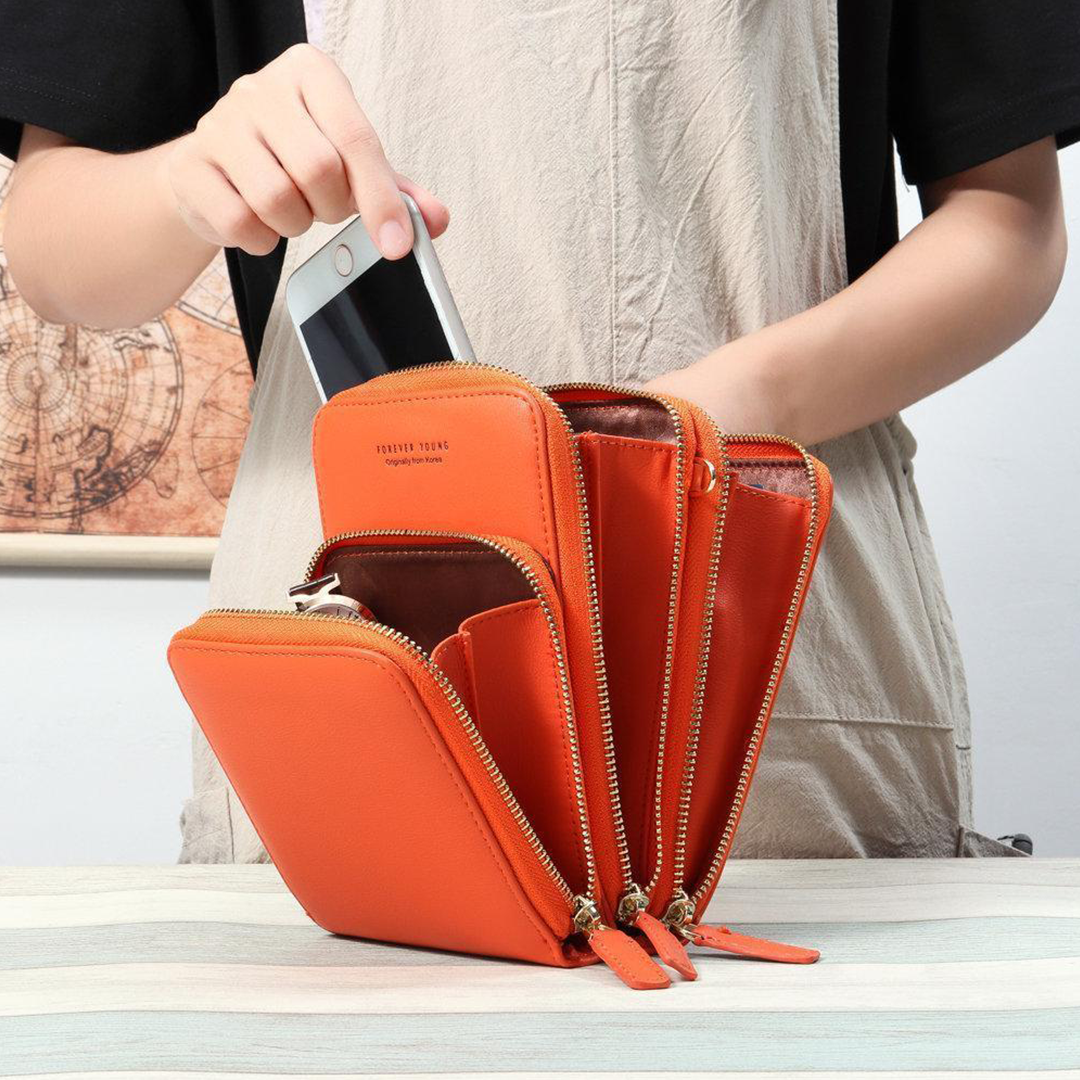 Triple Secure Leather Phone Purse