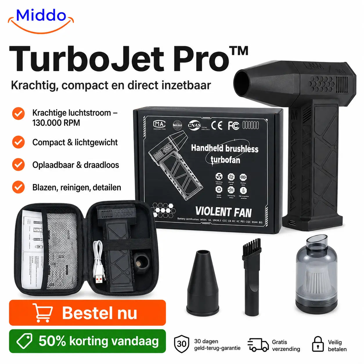 TurboJet Pro™ – Powerful Air Blower (130,000 RPM) for Dust, Car, BBQ, Workshop and More!