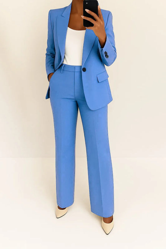 Two-Piece Women's Set with Tailored Fit – Versatile Suit with Pants Made from Polyester Blend for Women in Various Colors