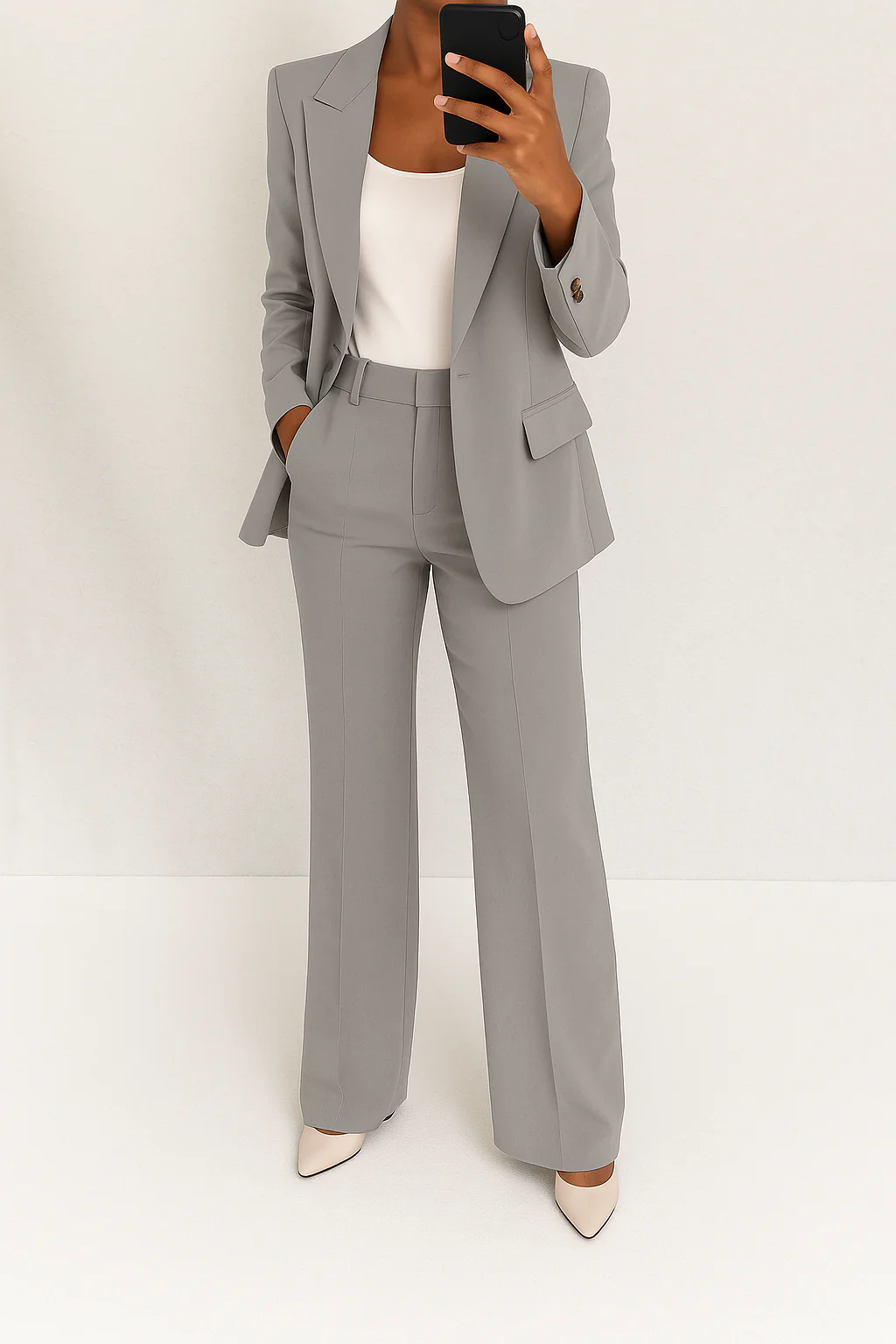 Two-Piece Women's Set with Tailored Fit – Versatile Suit with Pants Made from Polyester Blend for Women in Various Colors