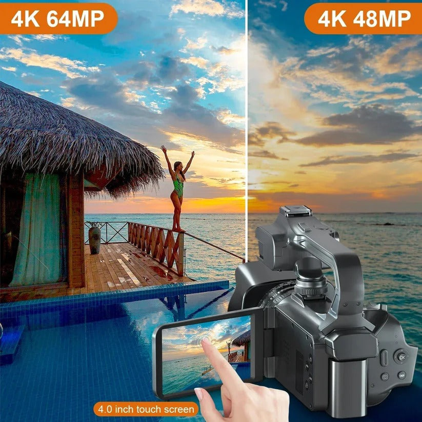 UHD 4K Camcorder with 18X Zoom & Rotating Touchscreen