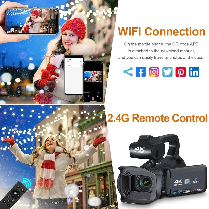 UHD 4K Camcorder with 18X Zoom & Rotating Touchscreen