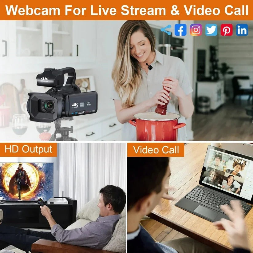 UHD 4K Camcorder with 18X Zoom & Rotating Touchscreen
