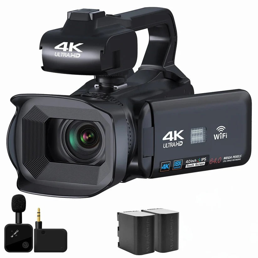 UHD 4K Camcorder with 18X Zoom & Rotating Touchscreen