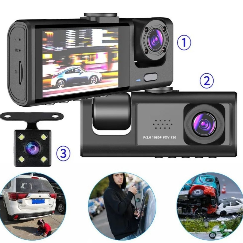 Ultimate Guardian 1080P Dash Camera with Three Lenses