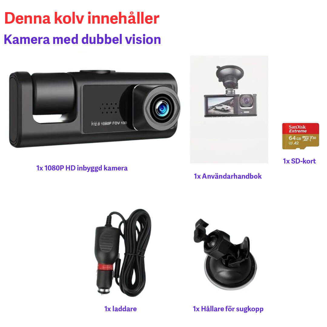 Ultimate Guardian 1080P Dash Camera with Three Lenses