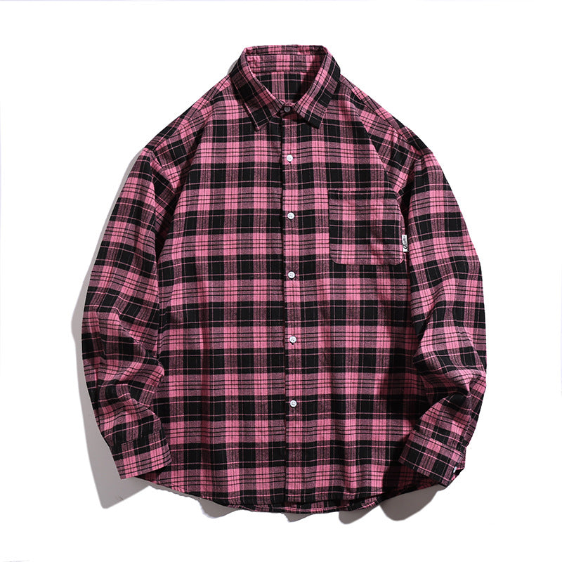 Unisex Classic Fit Checked Cotton Flannel Shirt with Chest Pocket
