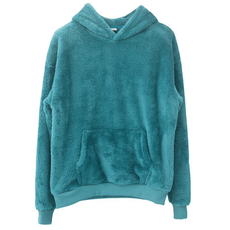 Unisex Cozy Teddy Fleece Hoodie with Kangaroo Pocket and Oversized Fit