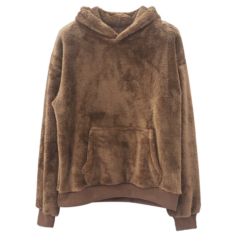 Unisex Cozy Teddy Fleece Hoodie with Kangaroo Pocket and Oversized Fit