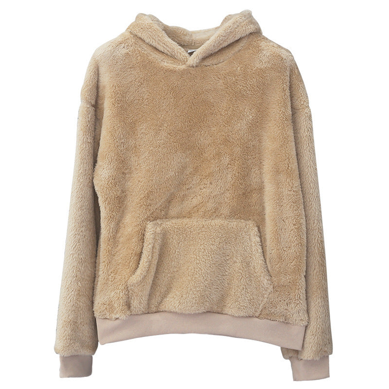 Unisex Cozy Teddy Fleece Hoodie with Kangaroo Pocket and Oversized Fit