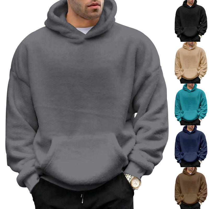 Unisex Cozy Teddy Fleece Hoodie with Kangaroo Pocket and Oversized Fit