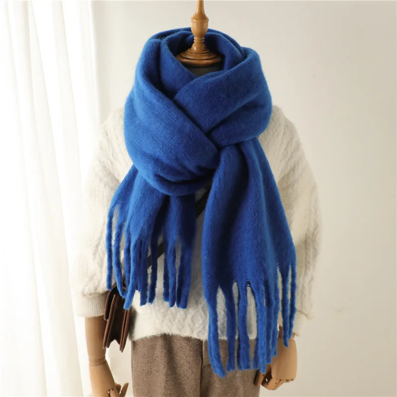 Unisex Luxury Winter Scarf - Thick Blanket Scarf with Long Fringe for Couples - Perfect for Winter
