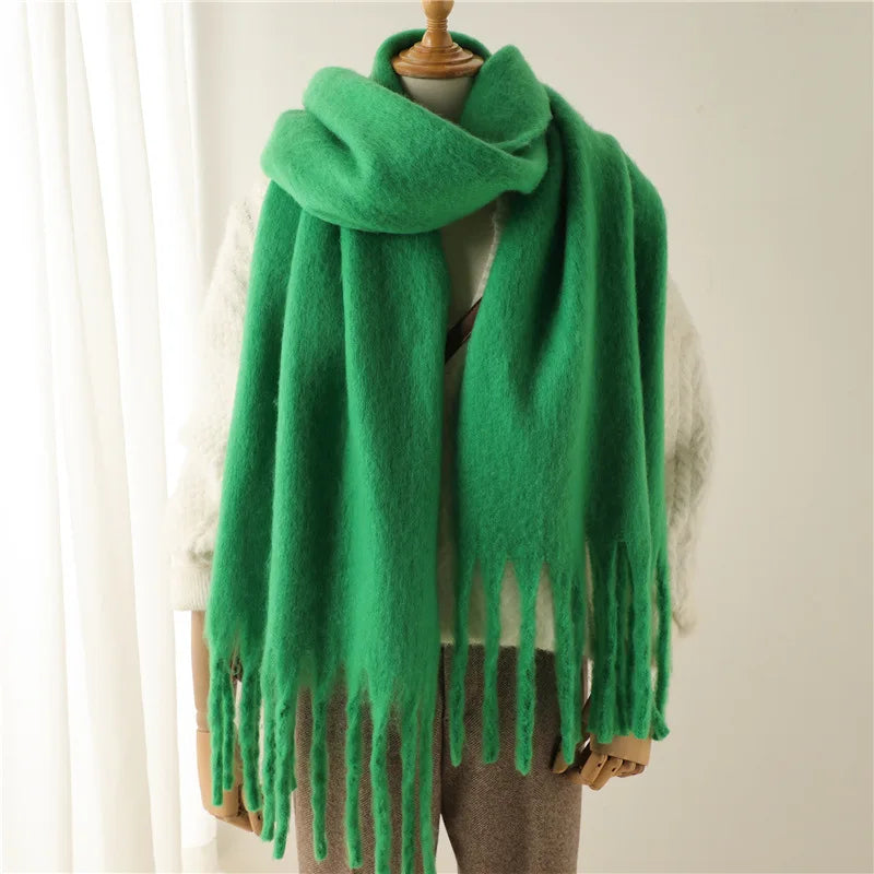 Unisex Luxury Winter Scarf - Thick Blanket Scarf with Long Fringe for Couples - Perfect for Winter